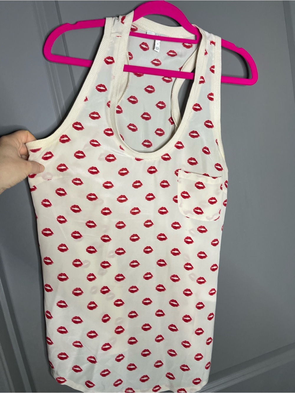 Joie cream  Tank with Red Lip Print small